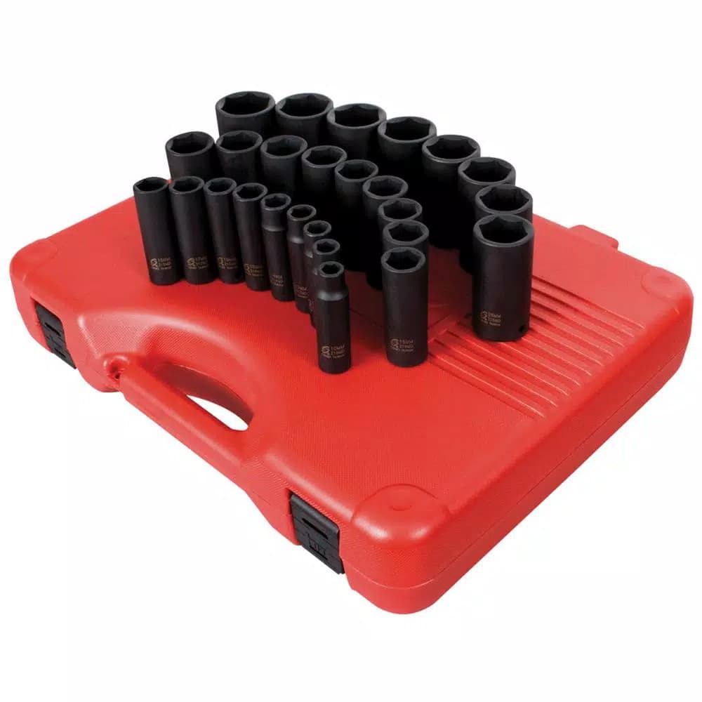 SUNEX TOOLS Sunex 2646 1/2 in. Drive Metric Deep Impact Socket Set, 26-Piece