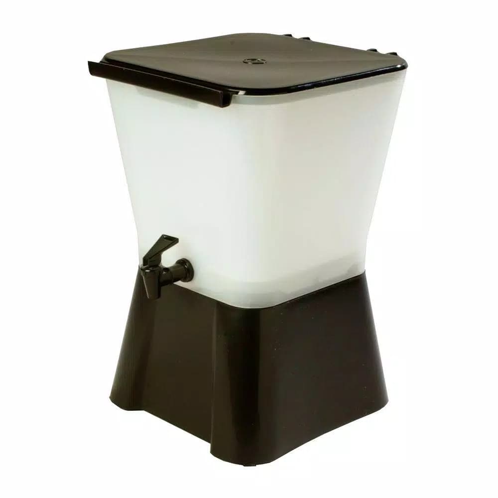 Carlisle 3 Gallon Square Polypropylene Beverage Dispenser with Base - Black