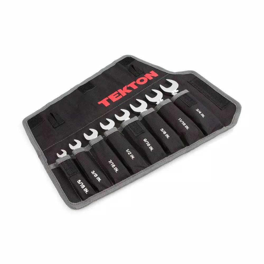TEKTON 8-Piece Stubby Ratcheting Combination Wrench Set, 5/16 in. to 3/4 in.