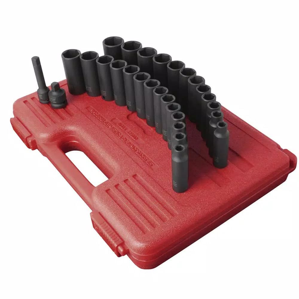 SUNEX TOOLS 28-Piece 3/8 in. Drive Deep Impact Socket Set with Extension and Adapter