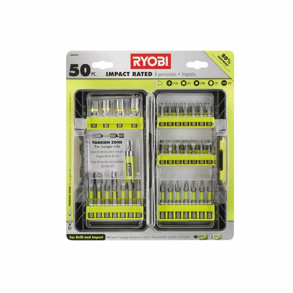 RYOBI 50-Piece Impact Rated Driving Bit Set with Modular Case