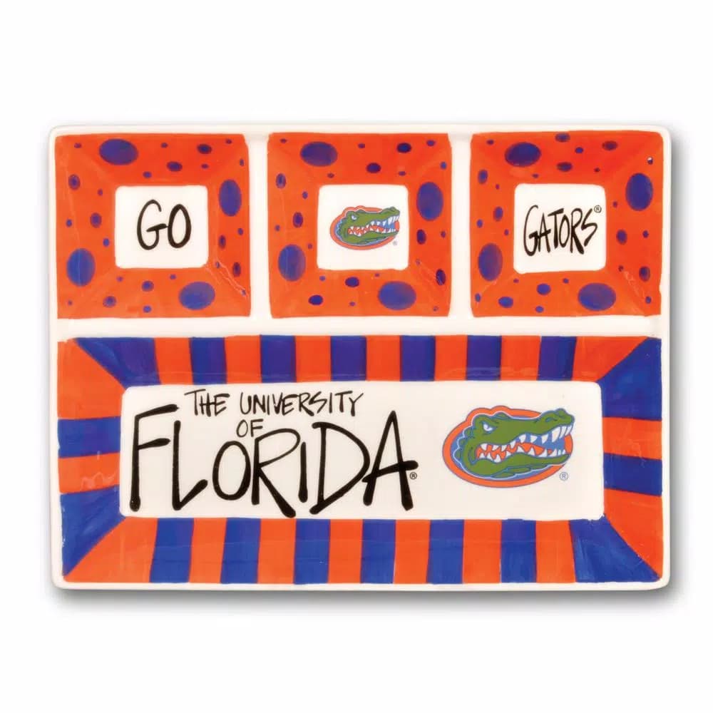 Magnolia Lane Florida Ceramic NCAA Collegiate 4-Section Tailgating Serving Platter