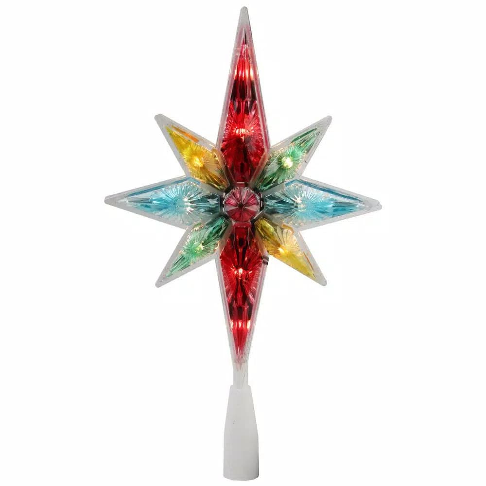 Northlight 10.75 in. Multi-Color Faceted Star of Bethlehem Christmas Tree Topper with Clear Lights
