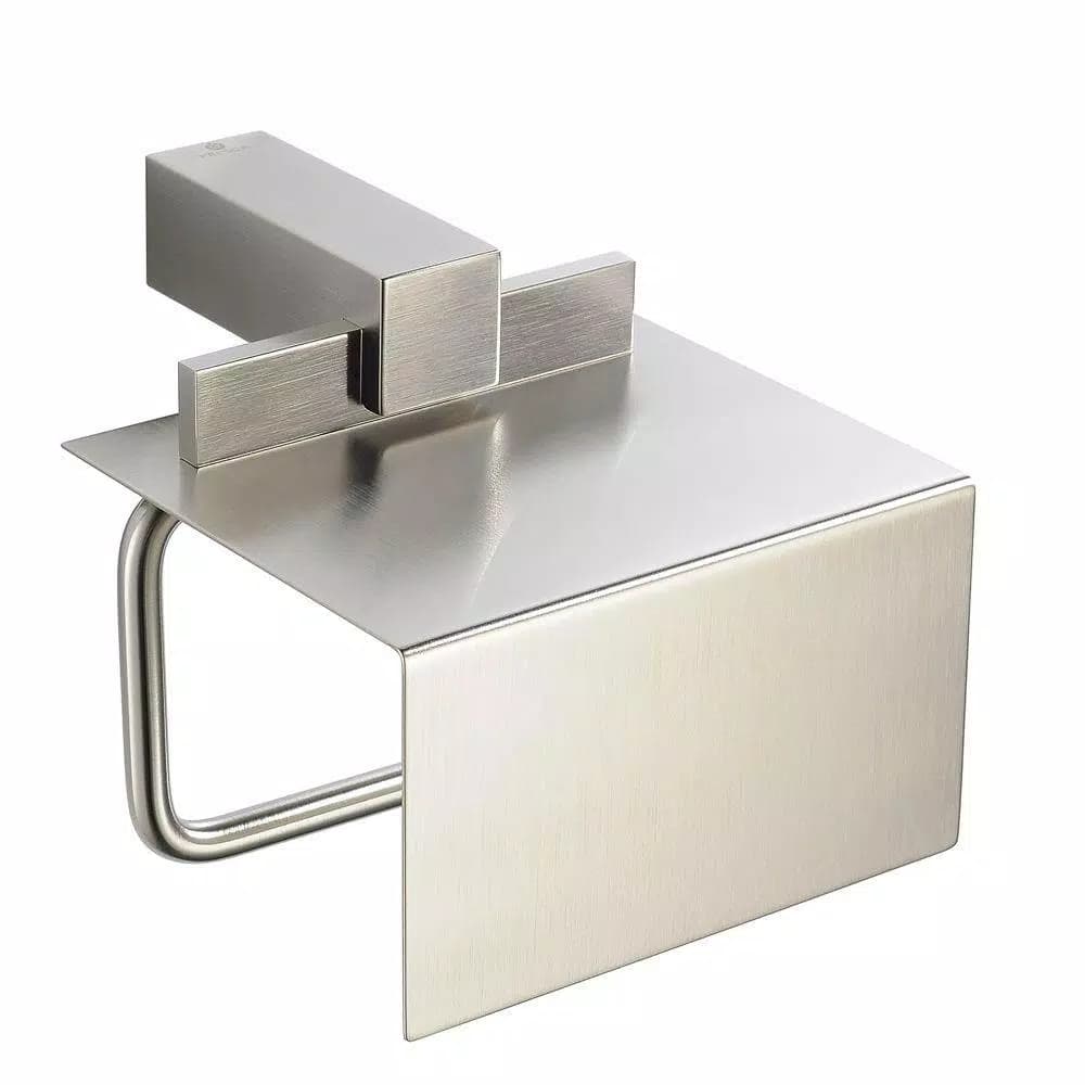 Fresca Ellite Single Post Toilet Paper Holder - Heavy Duty Brass in Brushed Nickel