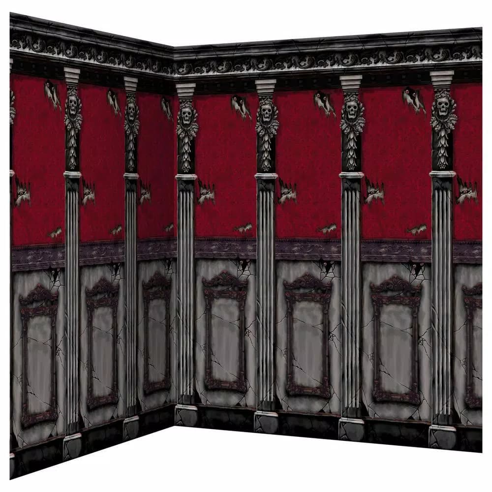 Amscan 48 in. Gothic Mansion Halloween Scene Setter Room Roll, 2-Pack