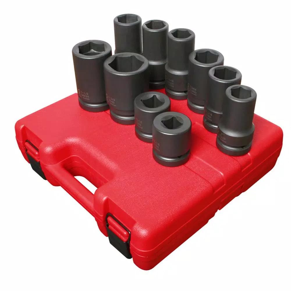 SUNEX TOOLS 1 in. Drive Heavy Duty Wheel Impact Socket Set, 10-Piece Chrome-Molybdenum Steel