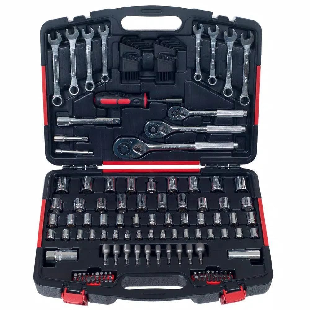 Stalwart 135-Piece Mechanic's Hand Tool Set with Chrome Vanadium Sockets and Wrenches