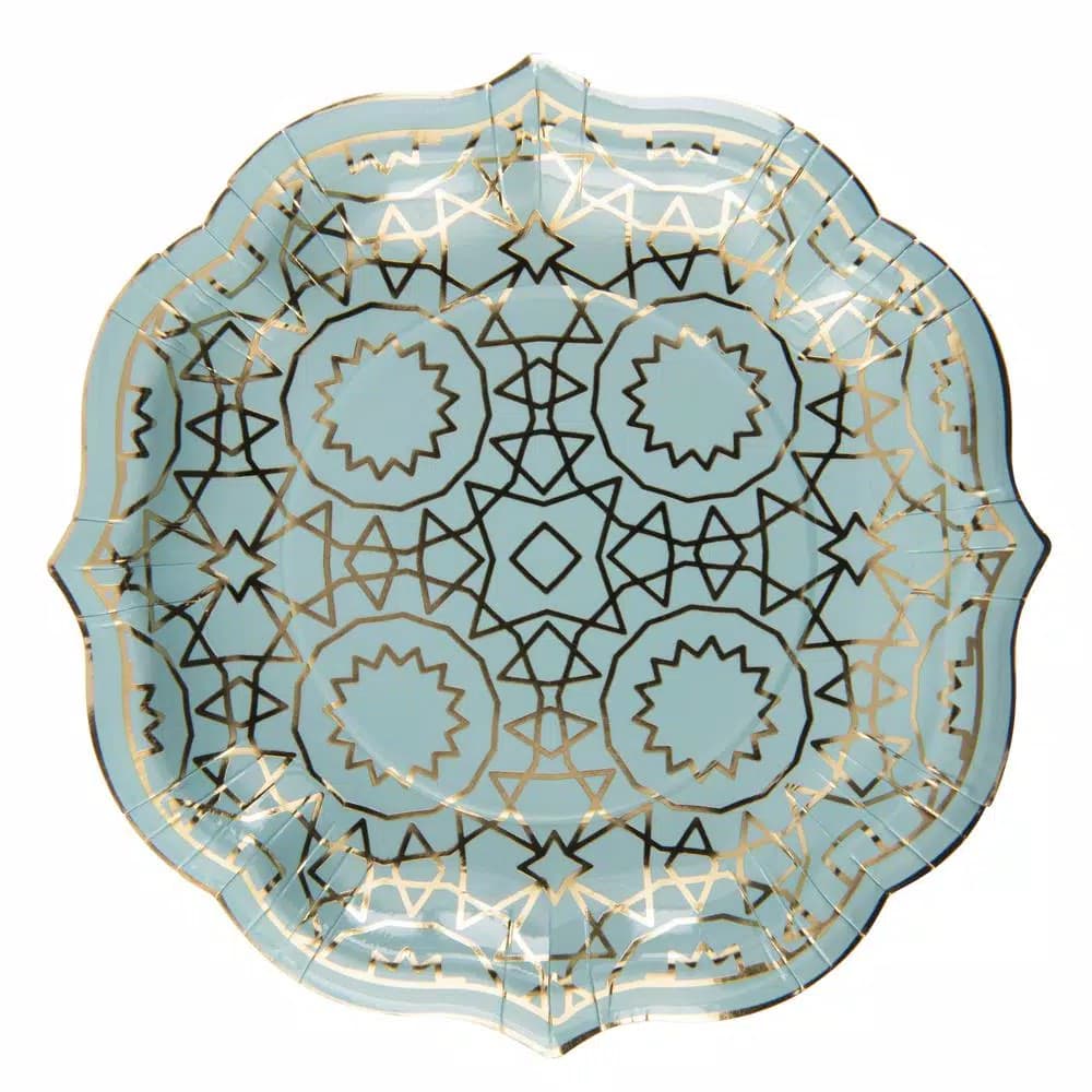 Sugar Plum Party SugarPlum Collection Boho Sage and Gold Octagon Dessert Plates, 16-Piece Set