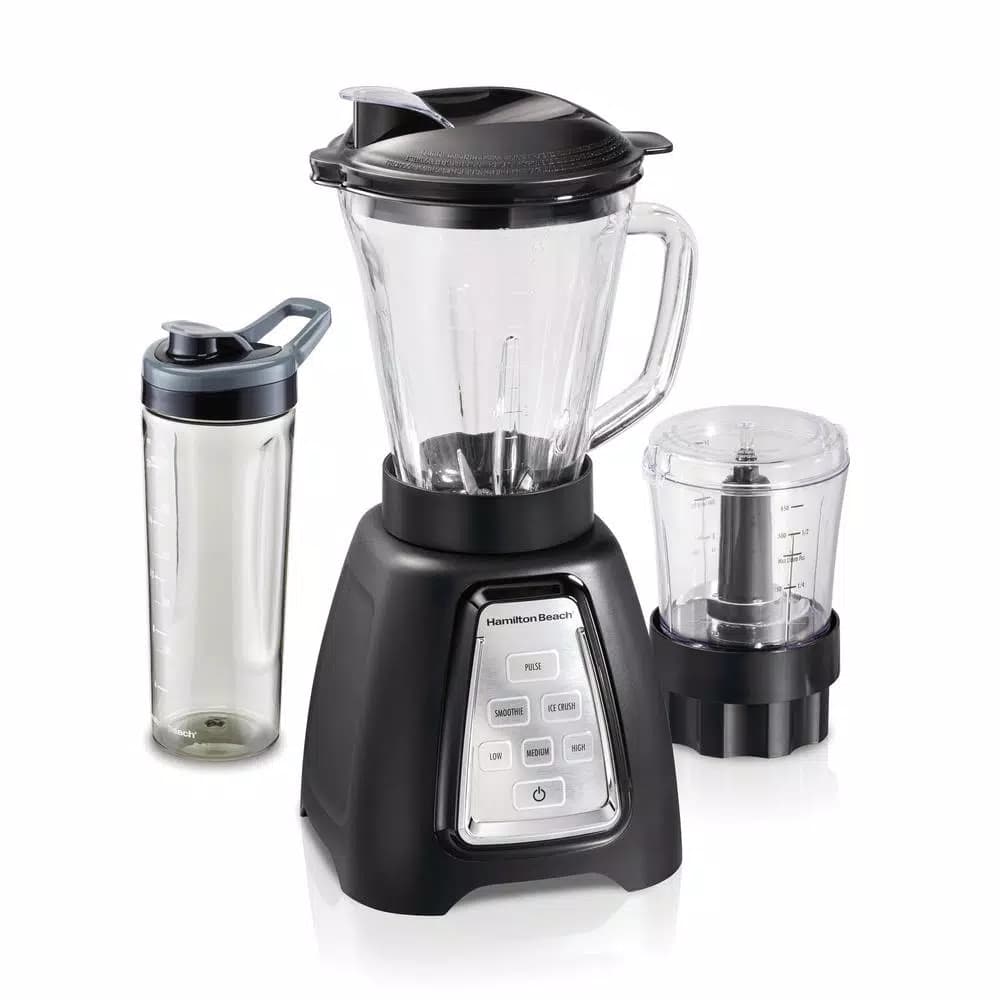 Hamilton Beach MultiBlend 950W 6-Speed Blender System with 52 oz. Glass Jar, Food Chopper, and Travel Jar