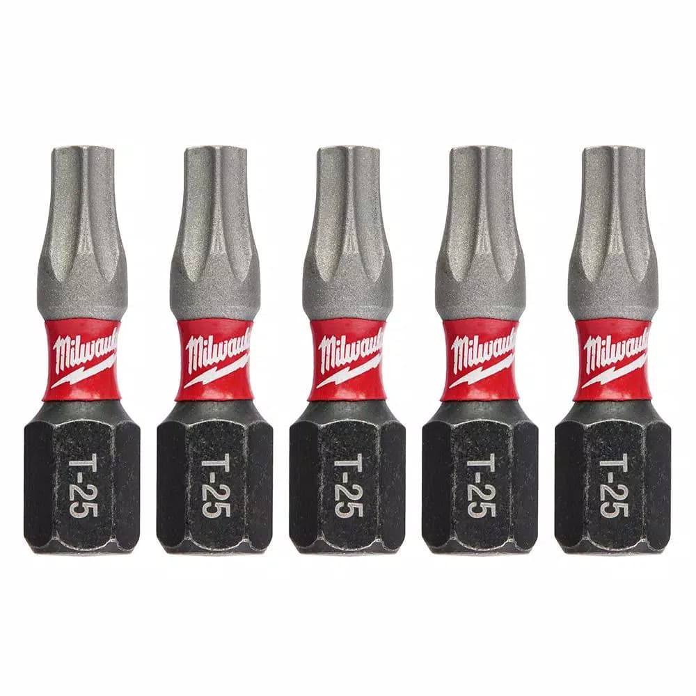 Milwaukee SHOCKWAVE Torx T25 1 in. Impact Duty Steel Screwdriver Bits, 5-Pack