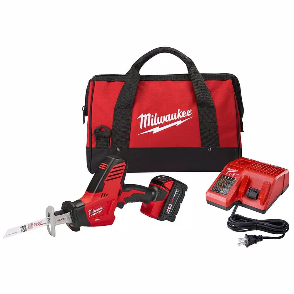 Milwaukee M18 18V Lithium-Ion Cordless Hackzall Reciprocating Saw Kit with 3.0Ah Battery, Charger and Bag