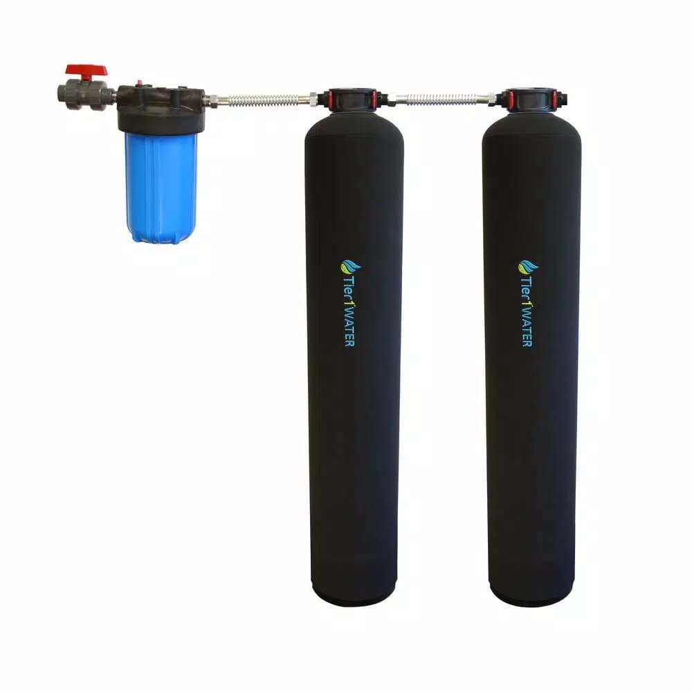 Tier1 Whole House Water Filtration System with Salt-Free Softener, Carbon & KDF, 1-3 Bathrooms