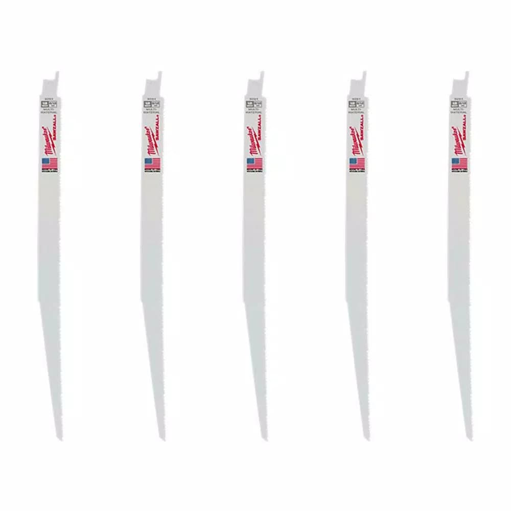 Milwaukee 12 in. 8/12 TPI Multi-Material Reciprocating Saw Blades, 5-Pack