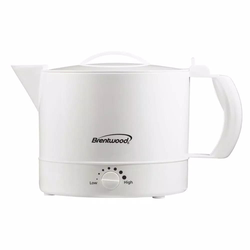 Brentwood 4-Cup White Electric Kettle, 32 oz. Hot Water Pot with Temperature Control