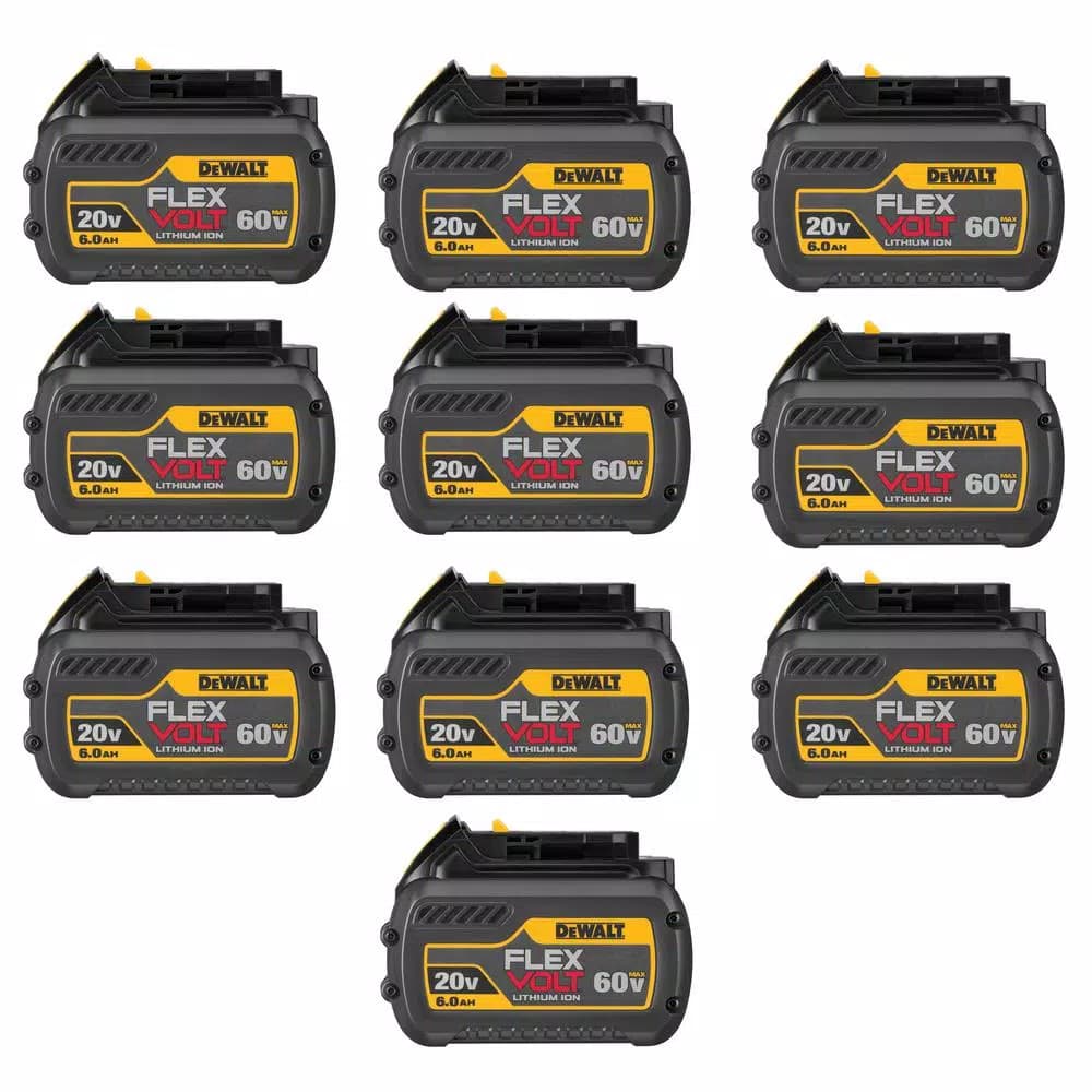 DEWALT FLEXVOLT 20V/60V MAX Lithium-Ion 6.0 Ah Battery Pack, 10-Pack