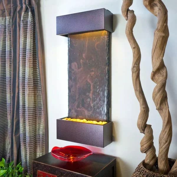 Water Wonders Nojoqui Falls Medium Lightweight Slate Wall Fountain with Copper-Vein Trim