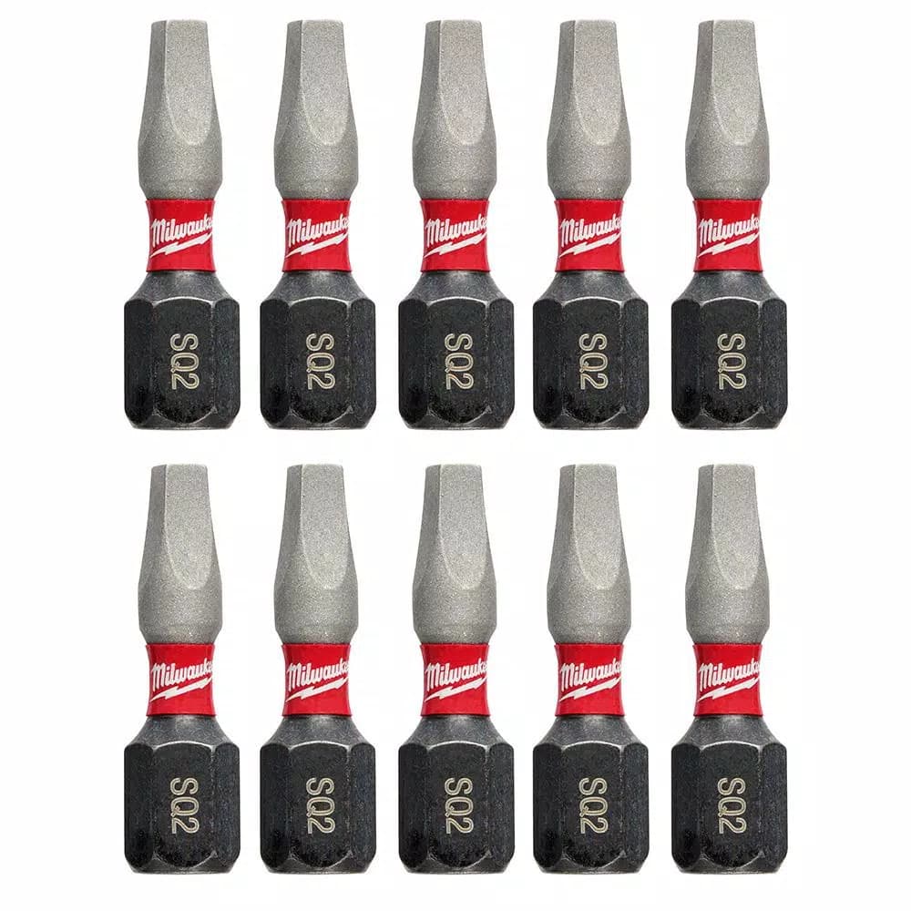 Milwaukee SHOCKWAVE #2 Square Recess 1 in. Impact Rated Steel Driver Bits (10-Pack)