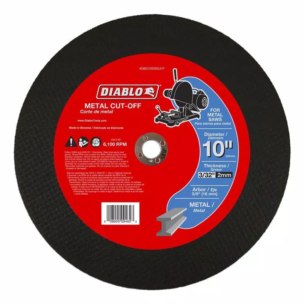 Diablo 10 in. x 3/32 in. x 5/8 in. Metal Cut-Off Disc, 5-Pack