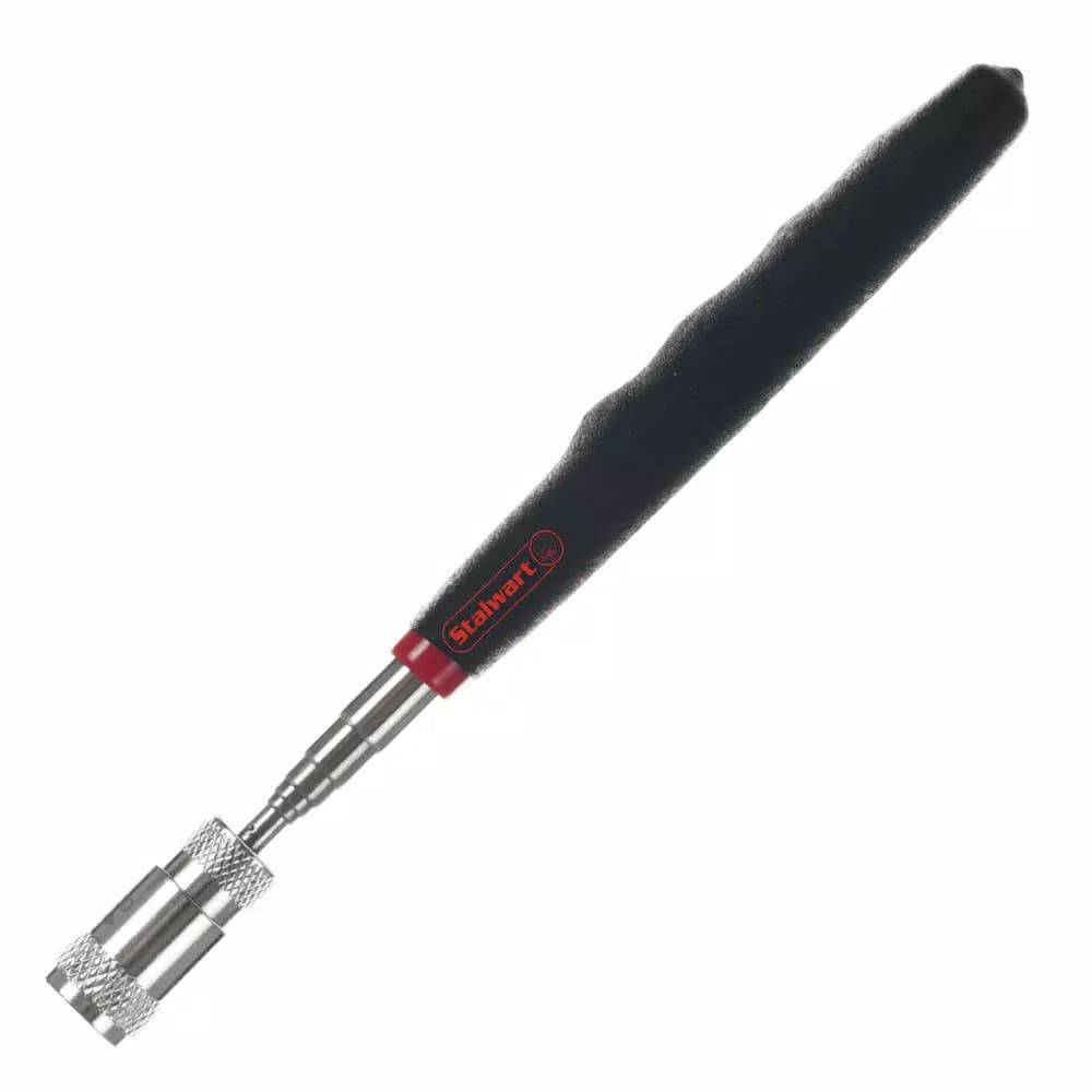 Stalwart Black Magnetic Pickup Tool with LED Light and Rare Earth Magnet