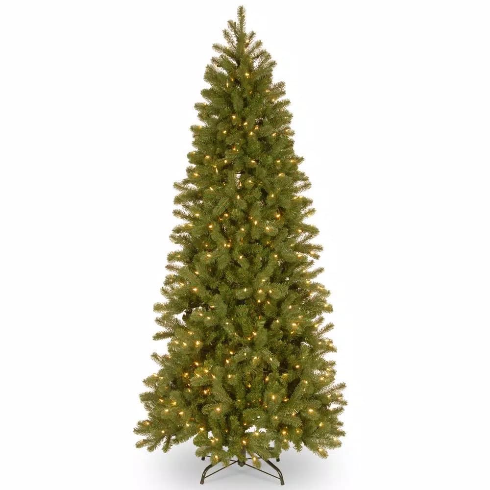 National Tree Company 7 ft. Feel Real Downswept Douglas Fir Pencil Slim Artificial Christmas Tree with 300 Dual Color LED Lights
