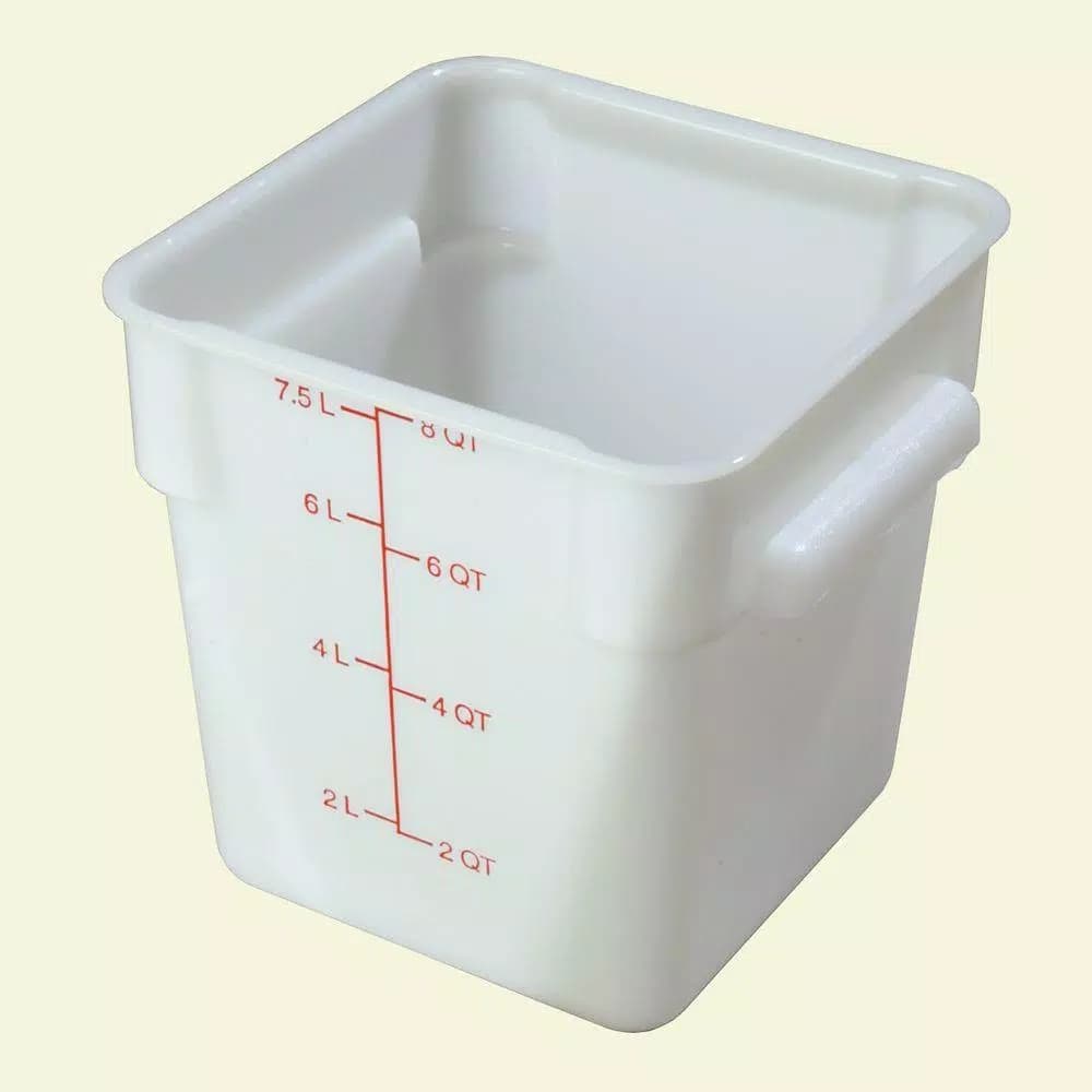 Carlisle StorPlus 8 Qt. White Polyethylene Square Food Storage Containers, Case of 6