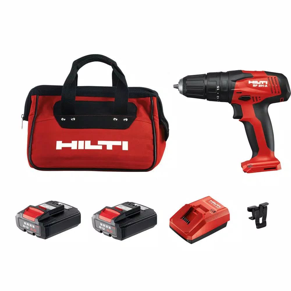 Hilti SF 2H-A 12V Cordless Hammer Drill Driver Kit with 2 Batteries, Charger, and Bag