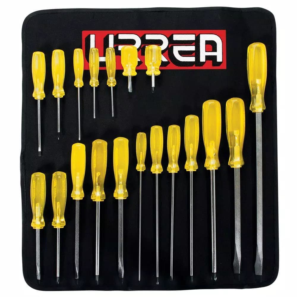 Urrea Amber 19-Piece Cabinet, Phillips, & Flat Tip Screwdriver Set