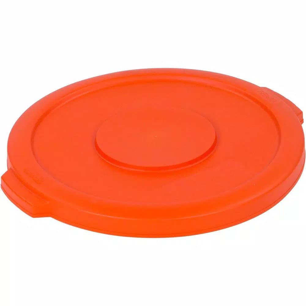 Carlisle Bronco 10 Gallon Round Trash Can Lid, Orange (6-Pack)