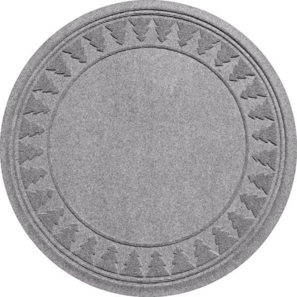 Bungalow Flooring Aqua Shield 35 in. Round Pine Trees Christmas Tree Mat - Medium Gray
