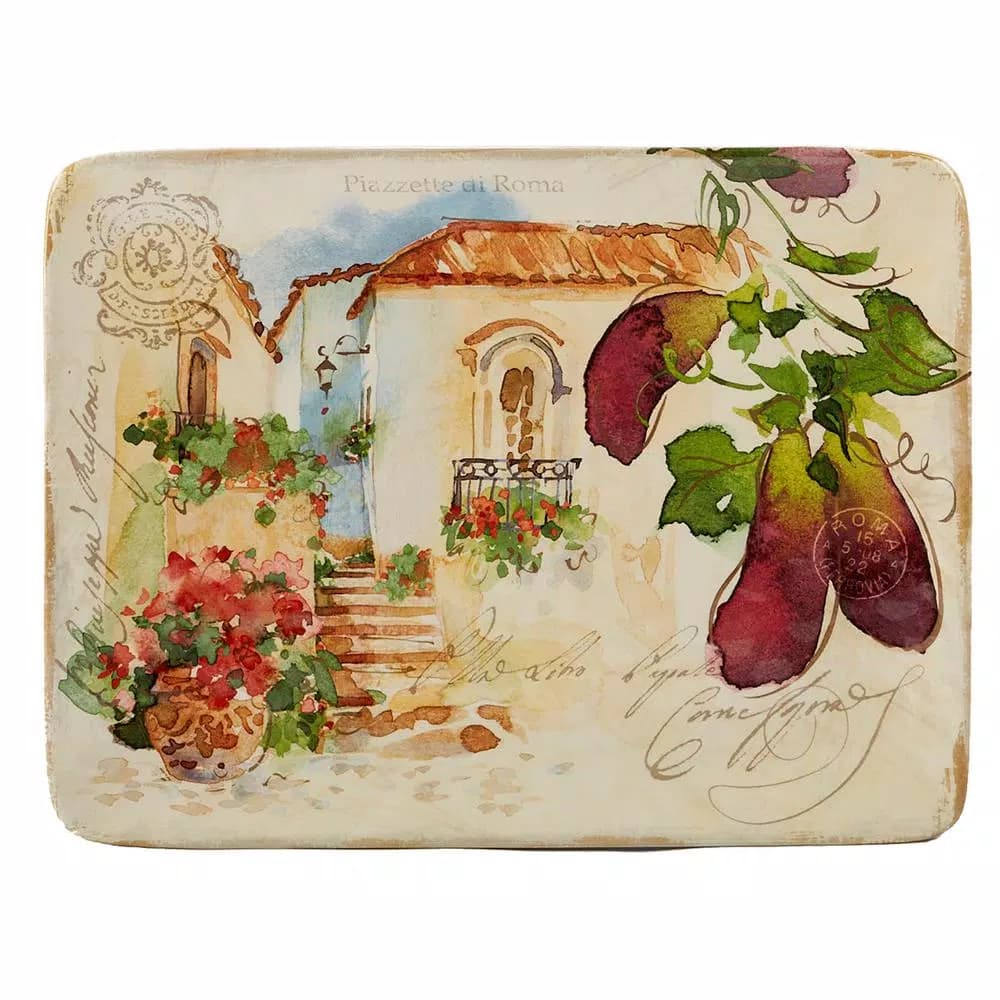 Certified International Piazzette Multi-Colored Ceramic Rectangular Platter, 16 x 12 in.