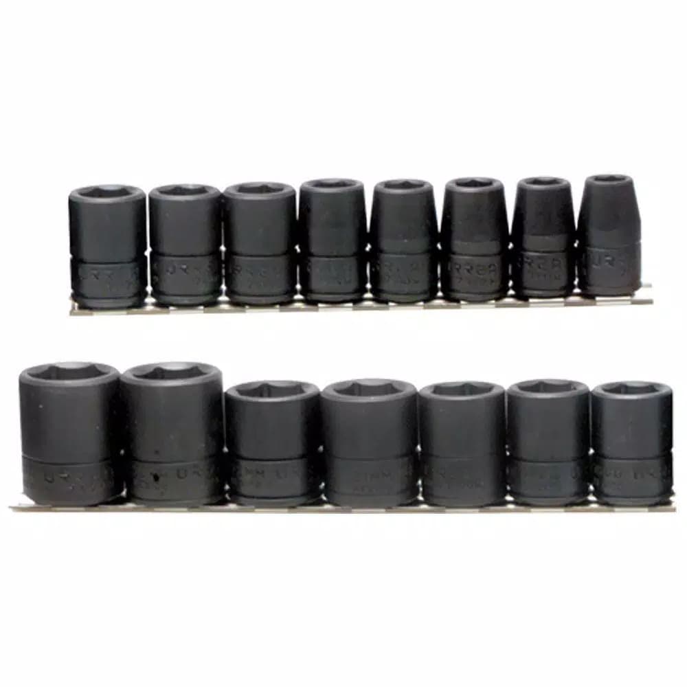 URREA 1/2 in. Drive Metric 6-Point Impact Socket Set, 15-Piece