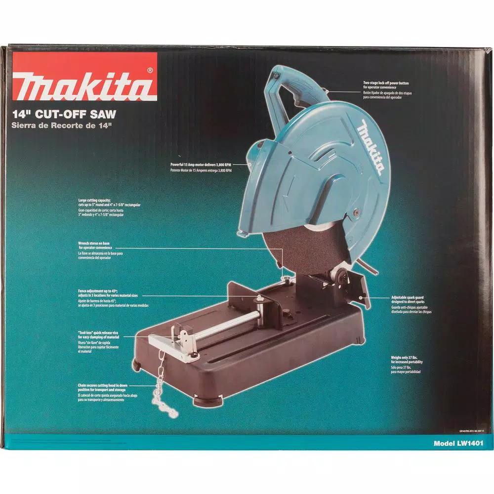 Makita 14 in. Cut-Off Saw, 15 Amp, 3800 rpm, LW1401 Metal Cutting Chop Saw
