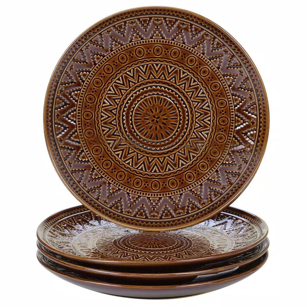 Certified International Aztec 4-Piece Patterned Stoneware 9 in. Salad Plate Set, Service for 4