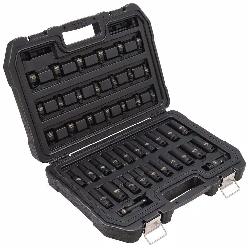 DEWALT 42-Piece 3/8 in. Drive Impact Socket Set with DirectTorque Technology, Metric & SAE