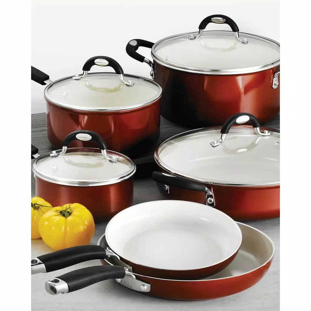 Tramontina Style Ceramica 10-Piece Nonstick Cookware Set, Metallic Copper