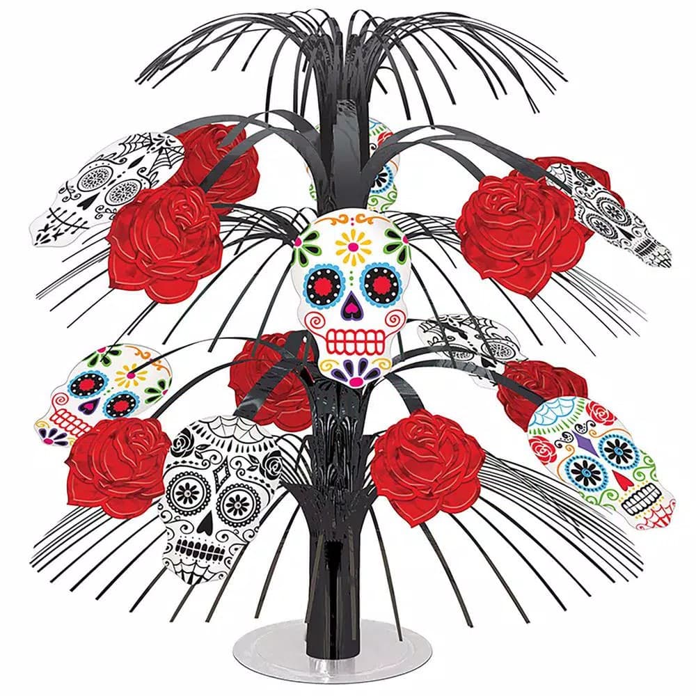 Amscan 12 in. Day of the Dead Foil Spray Centerpiece, Halloween Tabletop Decoration