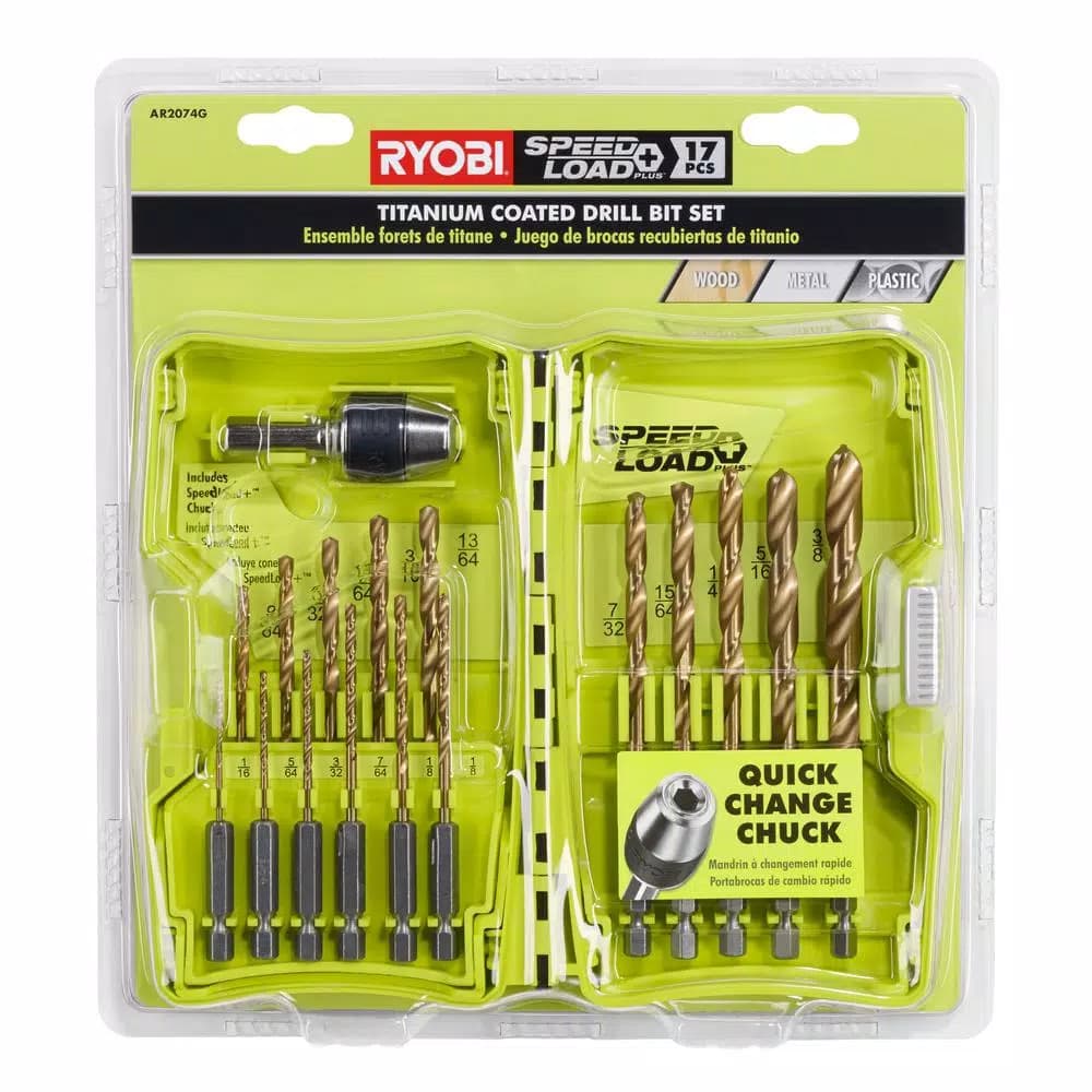 RYOBI SpeedLoad+ Titanium Drill Bit Set, 17-Piece with Hex Shank Chuck