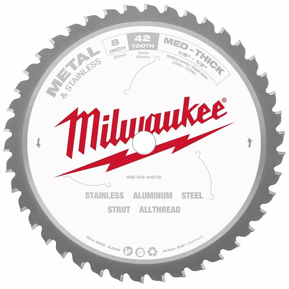 Milwaukee 8 in. 42T Carbide Metal & Stainless Steel Circular Saw Blade