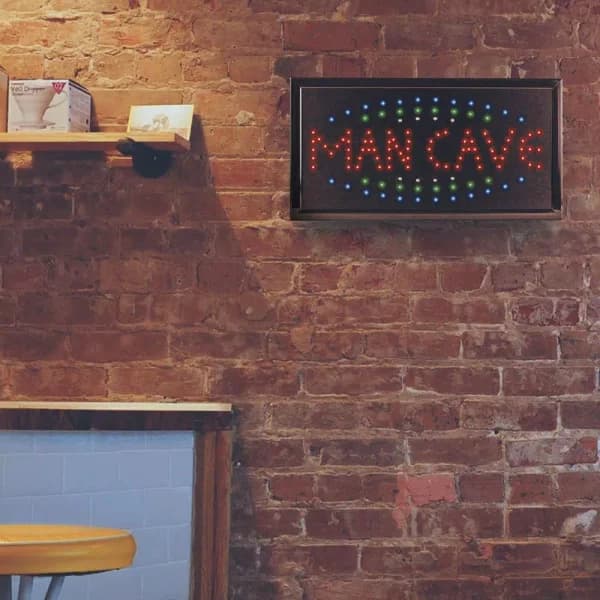 Crystal Art Gallery Man Cave Framed Flashing LED Sign - Vintage Style Wall Decor