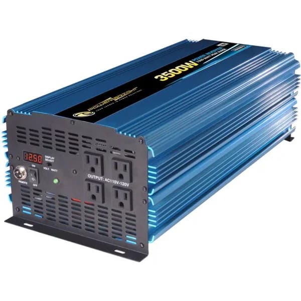 Power Bright 3500W Heavy Duty 12V DC to 115V AC Power Inverter with 7000W Peak, 4 Outlets & Wireless Remote