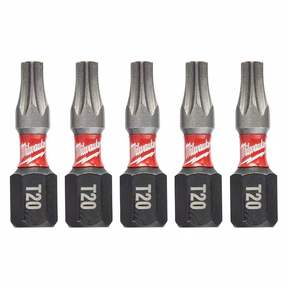 Milwaukee SHOCKWAVE Torx T20 1 in. Impact Duty Steel Screwdriver Bits, 5-Pack