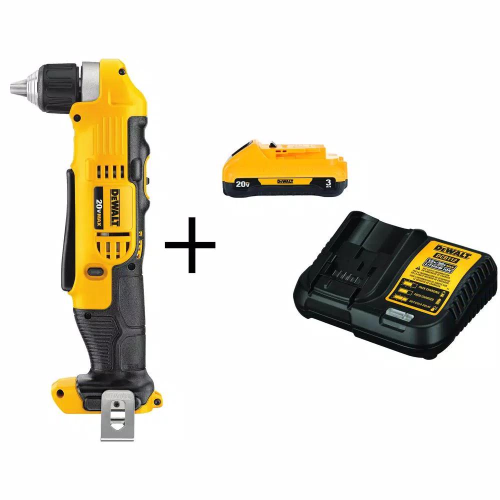 DEWALT 20V MAX Cordless 3/8 in. Right Angle Drill/Driver Kit with 3.0Ah Battery and Charger