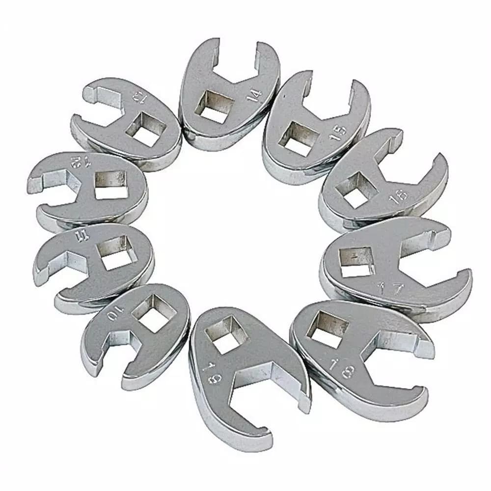SUNEX TOOLS 10-Piece Metric Crowfoot Wrench Set, 3/8 in. Drive Flare Nut Set