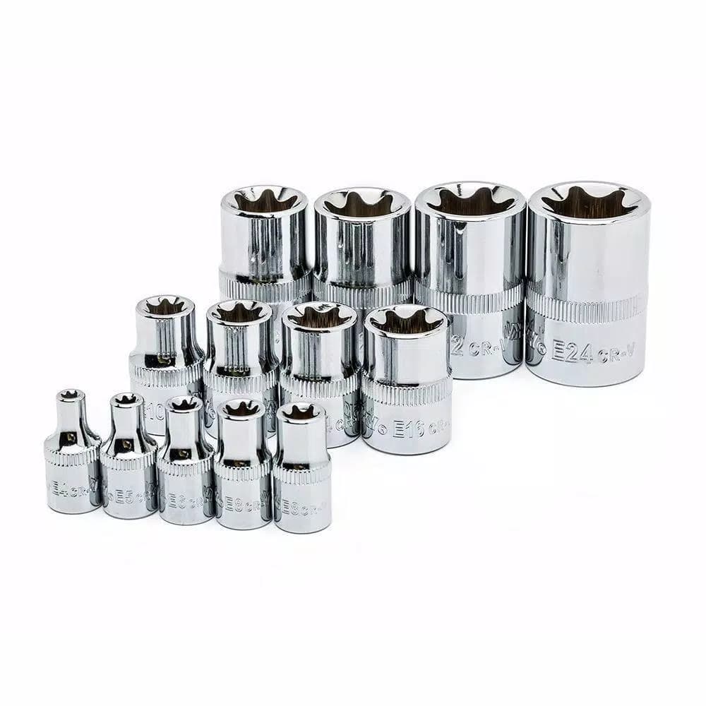 Husky 13-Piece E-Torx Socket Set, 1/4 in., 3/8 in., and 1/2 in. Drives