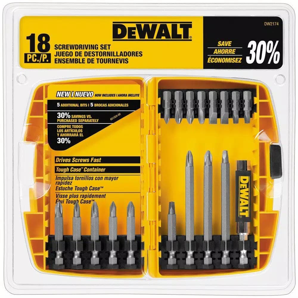 DEWALT DW2174 18-Piece Screwdriver Bit Set with Heavy Duty Case