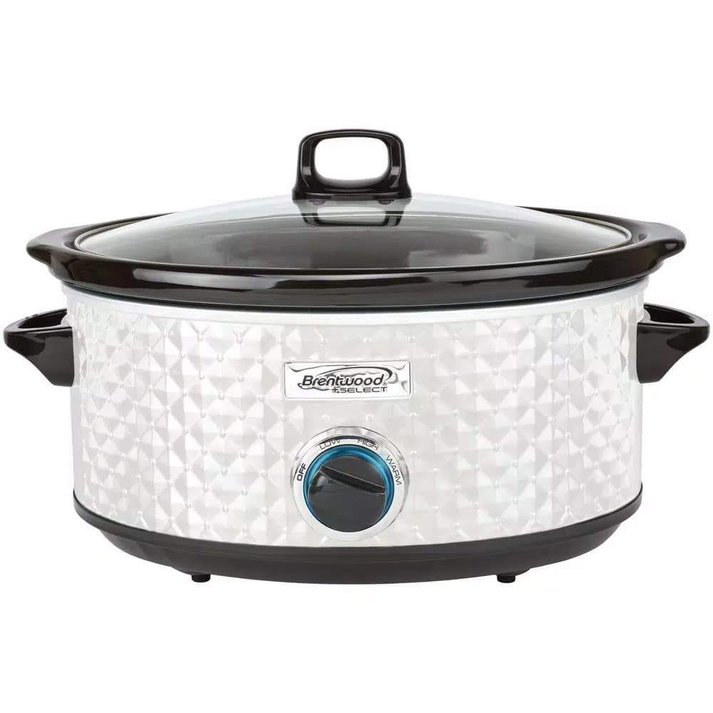 Brentwood Appliances SC-157W 7 Qt. Pearl Slow Cooker with Tempered Glass Lid