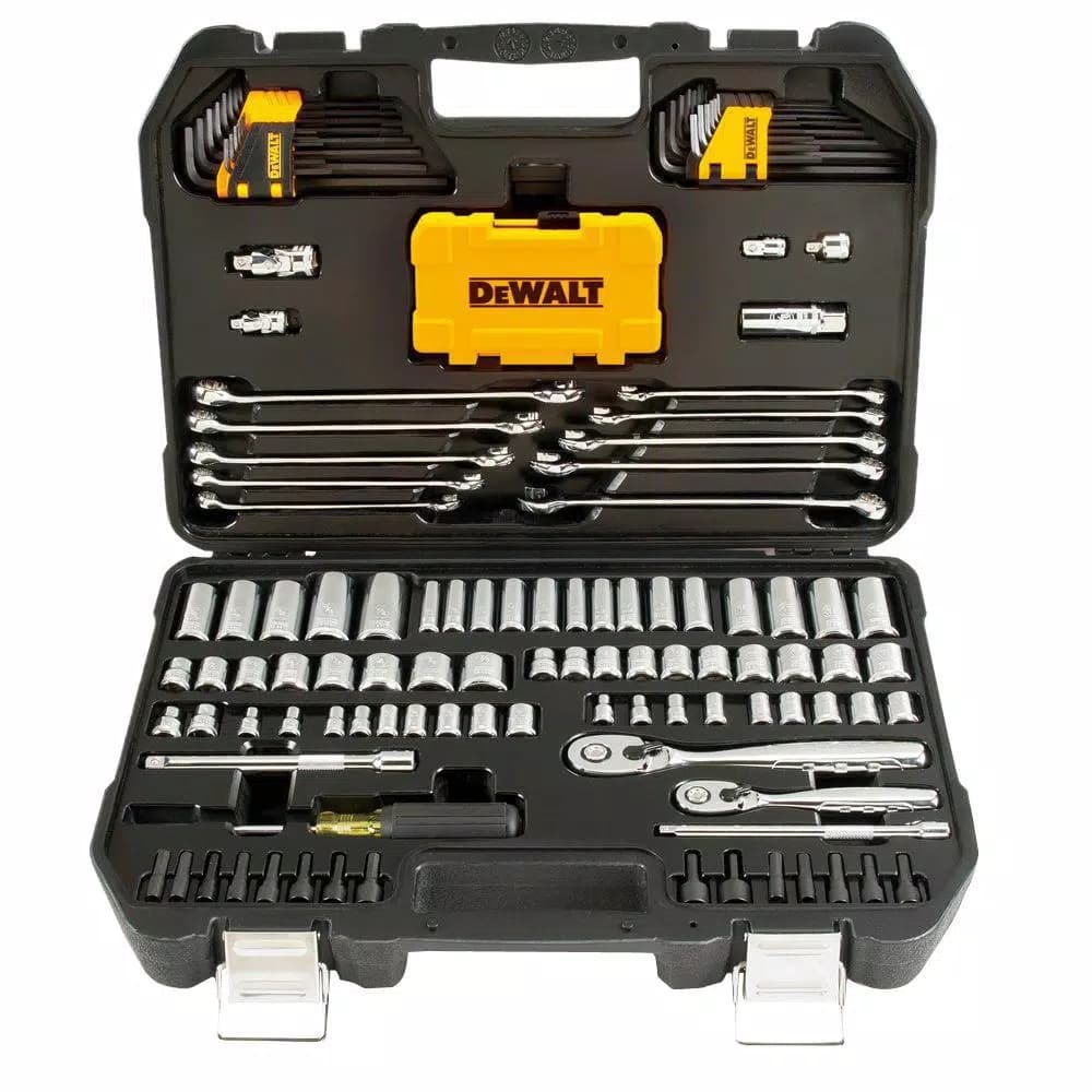 DEWALT 142-Piece 1/4 in. and 3/8 in. Drive Polished Chrome Mechanics Tool Set