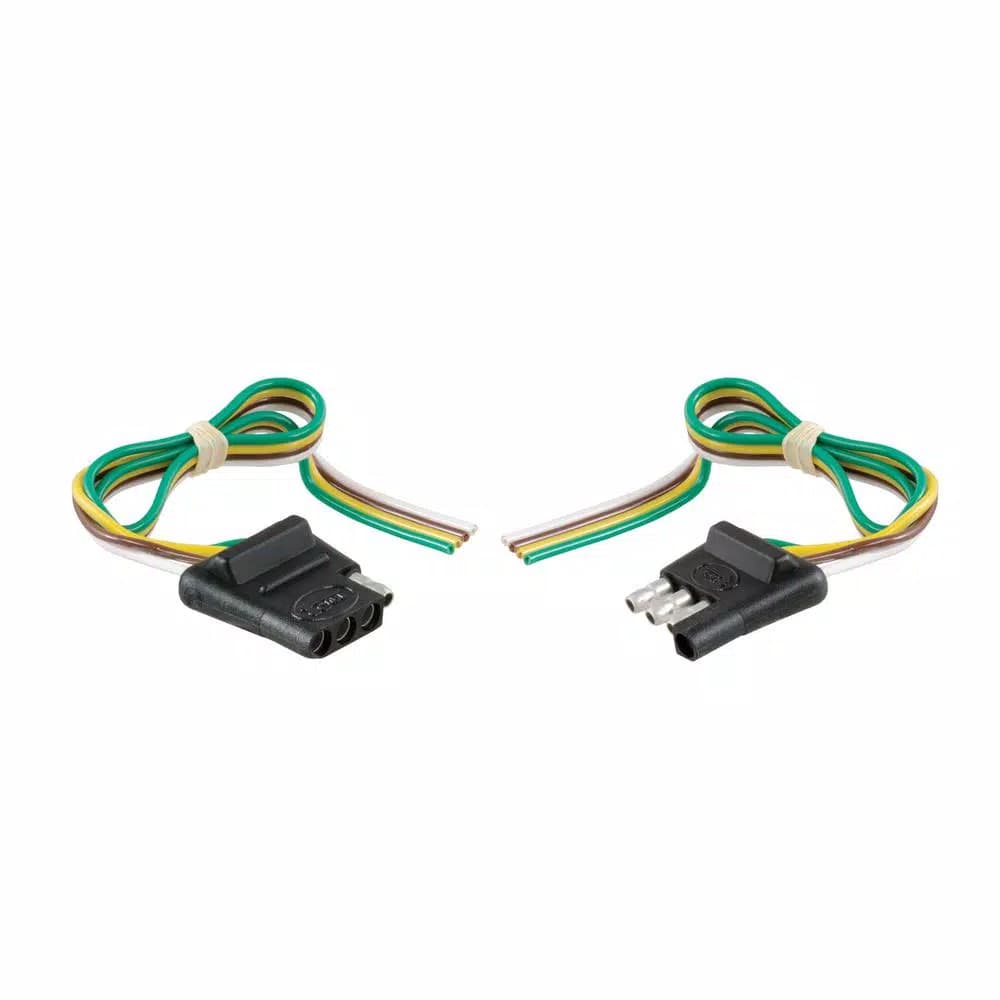 CURT 4-Way Flat Trailer Connector Kit with 12" Color-Coded Wires