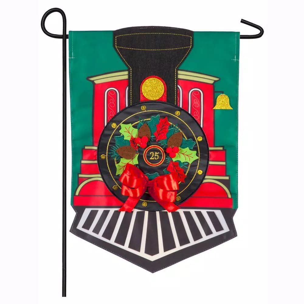 Evergreen Christmas Train Garden Applique Flag, 18 x 12.5 in. Double-Sided Indoor/Outdoor Decor
