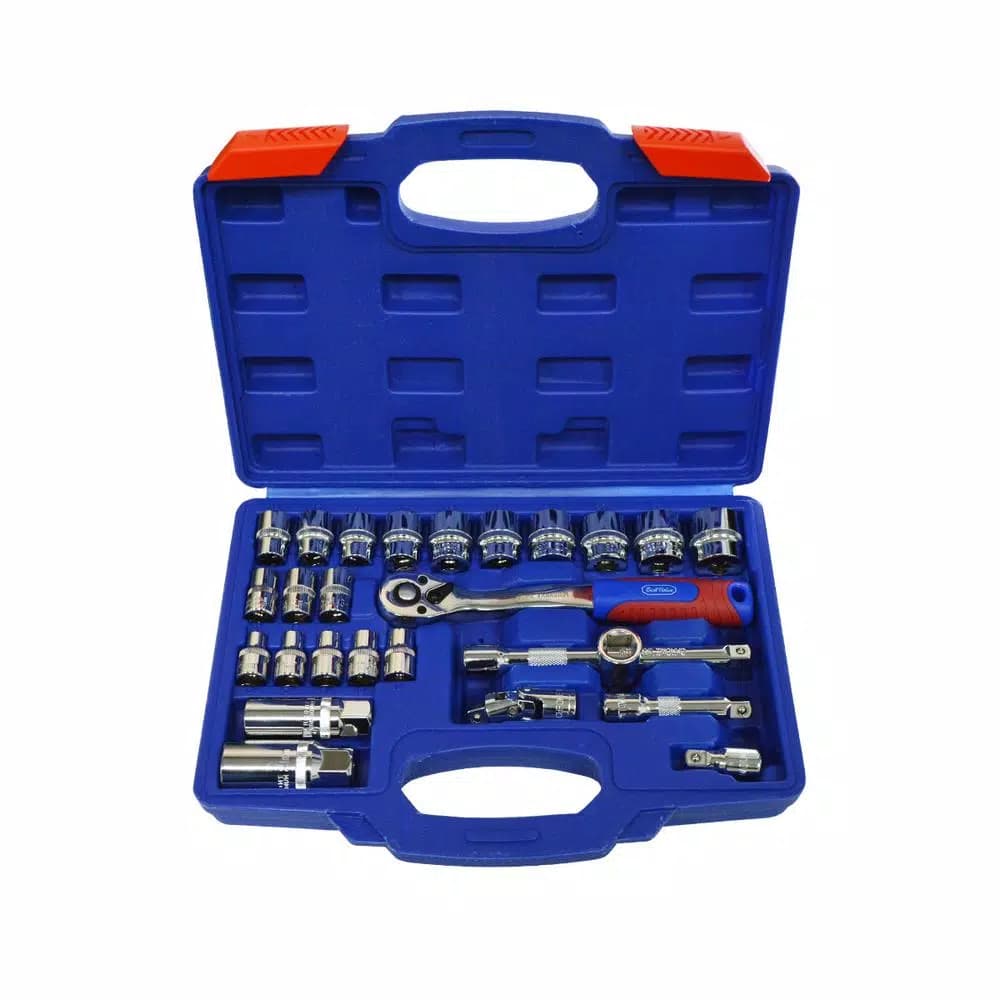 Best Value 27-Piece 3/8 in. Drive Metric Socket Set with Ratchet and Blow Mold Case